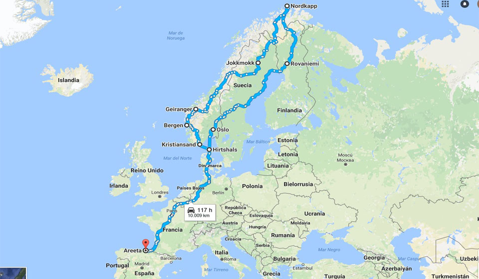 Ruta del Viaje a Escandinavia
