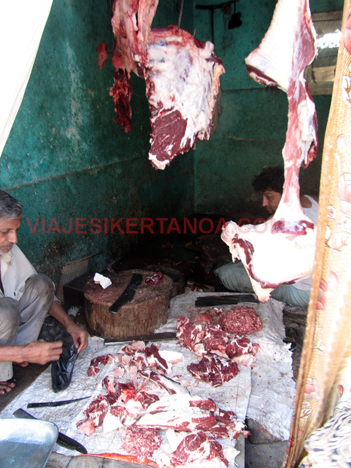 Carnicería en Agra, India