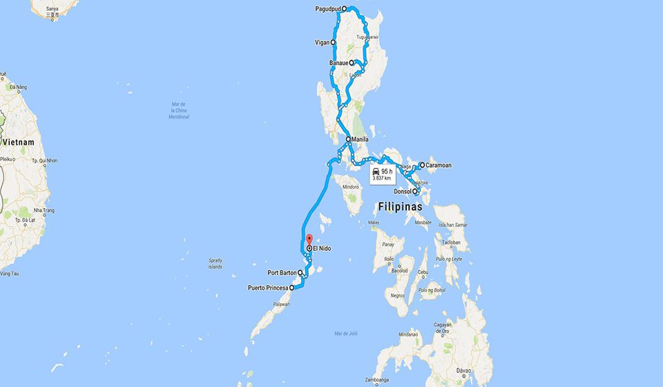 Mapa ruta por Filipinas